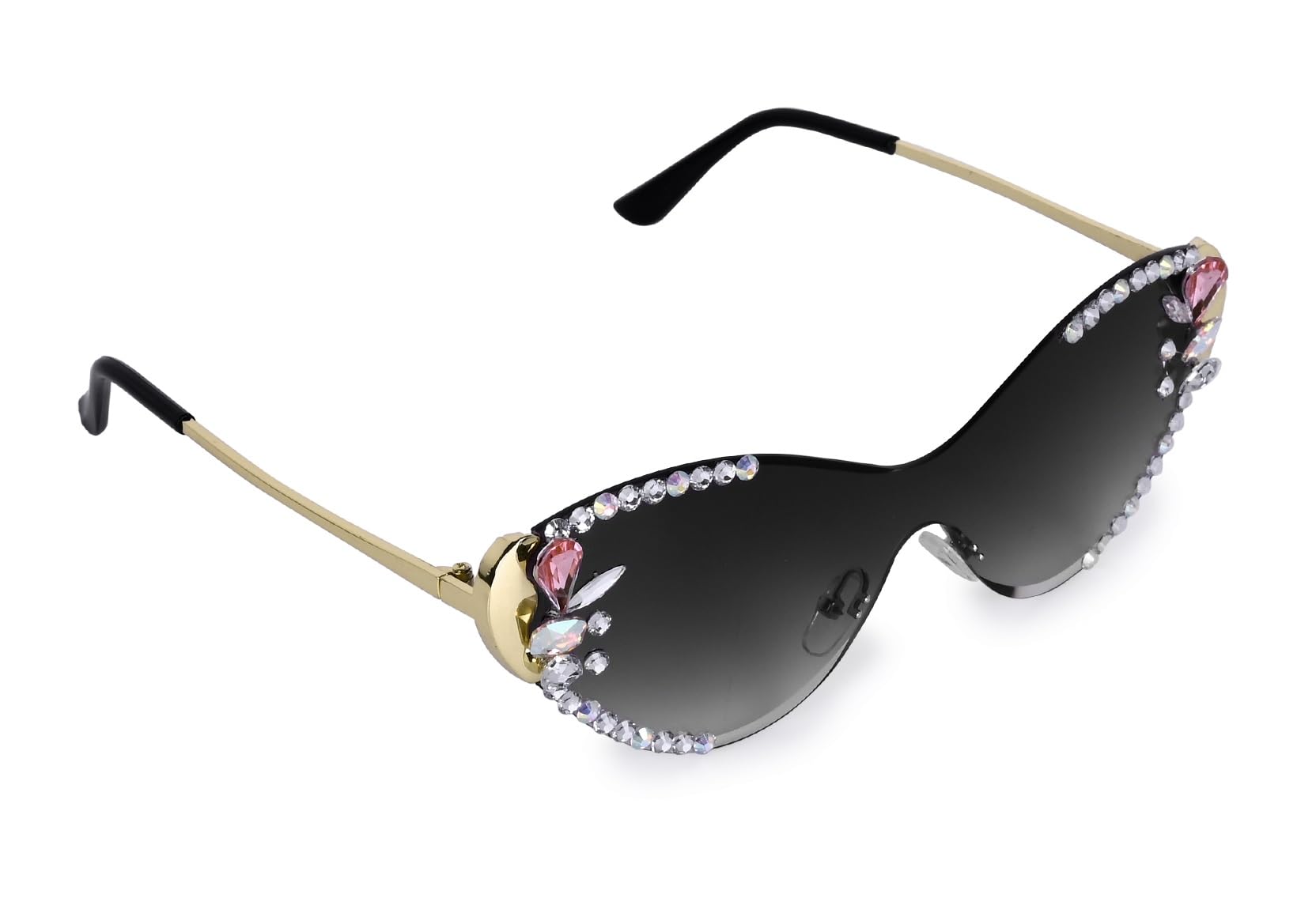 Women's Rimless Sunglasses Crystal Rhinestone Butterfly Sun glasses - Blingy Rimless Design & UV400 Protection Oversized Eyewear with Gradient Lenses-image-42