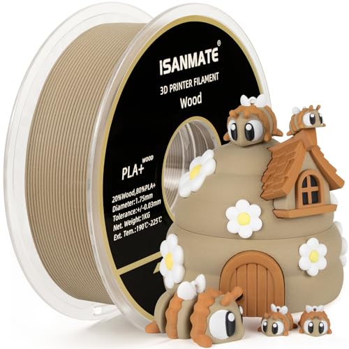 Image of iSANMATE 3D Printer Filament White Pine Wood 1.75mm 1kg Spool Dimensional Accuracy + /- 0.02mm 20% Wood Flour + 80% Polylactic Acid