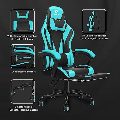 Gaming-Chair-with-Linkage-Armrest-Footrest-High-Back-Video-Gaming-Chair-BlackLight-Blue