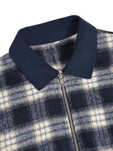 HOTake Men's Zip Up Quilted Lined Flannel Jacket with Corduroy Collar2