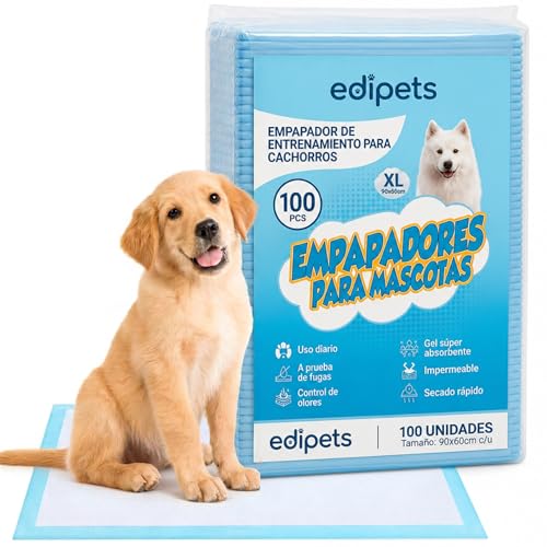 Edipets, Alaise pour Chien, Alese Jetable, 60x90, Tapis pour Chiot, Apprentissage de la Propreté, Anti-Fuite et Résistante (100 pièces)