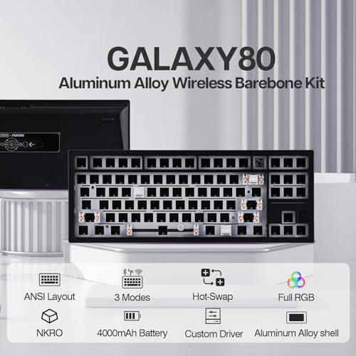 Image of EPOMAKER x Feker Galaxy80 Gaming Mechanical Keyboard Kit Gasket, Aluminium Alloy Barebone Kit, with Hot-Swappable, NKRO, for Win /Mac /Gamer (Black, Wireless Kit)