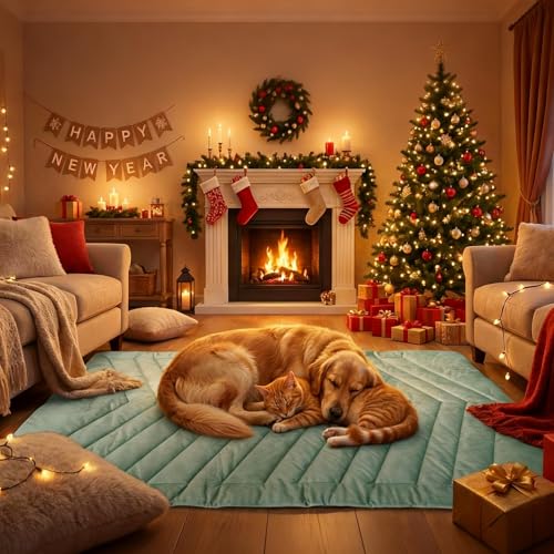 UIQELYS Pet Mat, Reversible Dog Bed Mat for Crate, Soft Warm Flannel for Winter, Washable Anti-Slip...