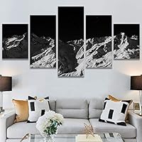 SIGNWIN 5 Panel Canvas Wall Art Monochromatic Mountains for Home Decorations Ready to Hang - 60