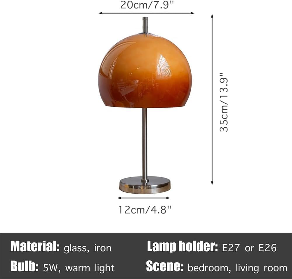 Lampada da tavolo a forma di fungo in vetro, stile Bauhaus, luce notturna decorativa per camera da letto e soggiorno