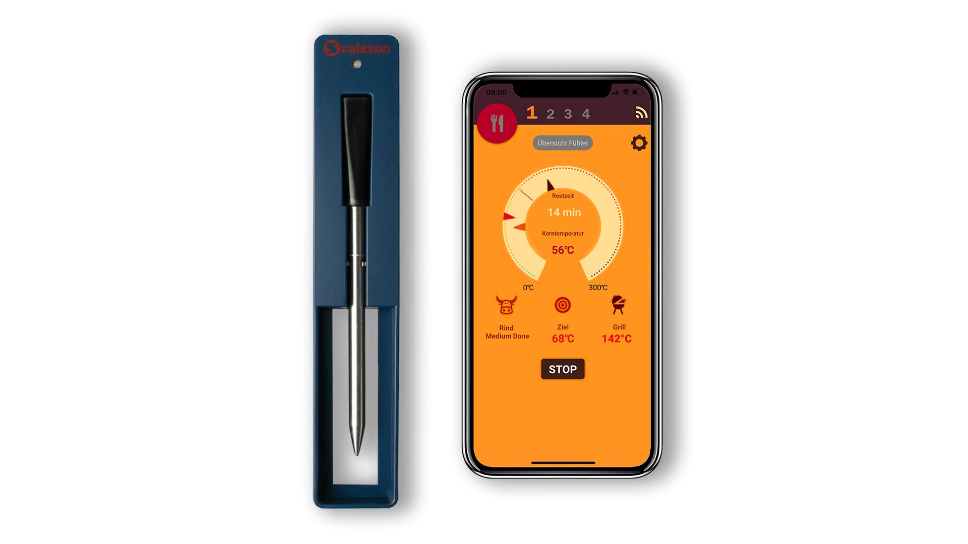 SCALESON S410 Grill- und Bratenthermometer | Kabellos | App-Konnektivität | 10 Meter Reichweite | Schnellladung in nur 5 Minuten