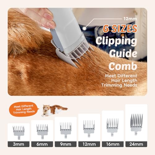 Image of DUMOS Pet Grooming Vacuum Kit, 3 Adjustable Suction Modes Dog Hair Clipper, 5 Professional Grooming Tools with Low Noise Cat Hair Clippers, 2.5L, Gray