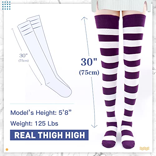 Image of Kayhoma Extra Long Cotton Stripe Thigh High Socks Over the Knee High Socks