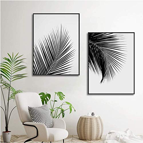 Peinture minimaliste palmier noir blanc gris impression sur toile d'art moderne 50x70cm - 3