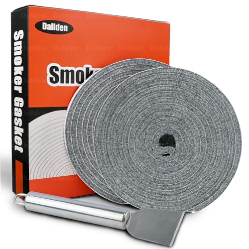 Dallden Grill Gasket with Scraper for Big Green Egg - For L, XL, XXL Big Green Egg Gasket Replacement- 2-Pack (8ft & 10ft),Grey Self Stick High-Temp Gasket for Smoker