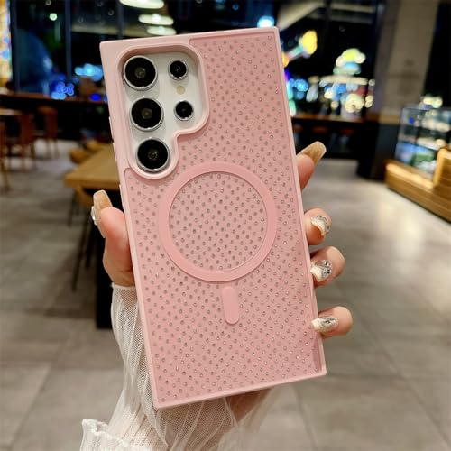 Coque aimantée Samsung Galaxy S22 rose diamant résistant aux chutes et compatible induction