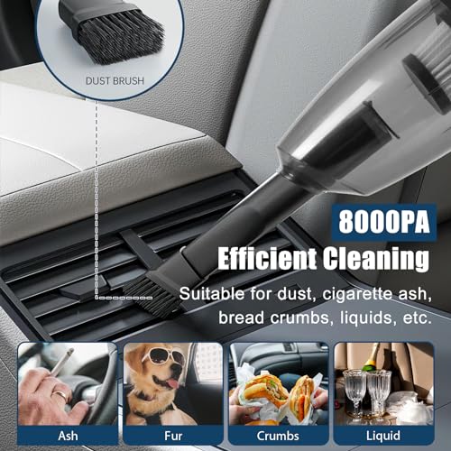 Howtine Portable Car Vacuum Cleaner - High Power 8000PA Suction, 15Ft Corded Handheld Whole Car Detailing Vacuum with Multi-nozzles and Air Blower for Wet, Dry, Pet Hair for 12v, Blue - Image 4
