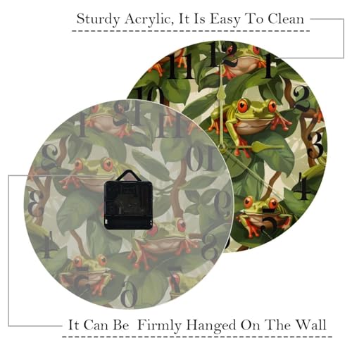 Horloge quartz grenouilles sur feuilles vertes silencieuse - 6