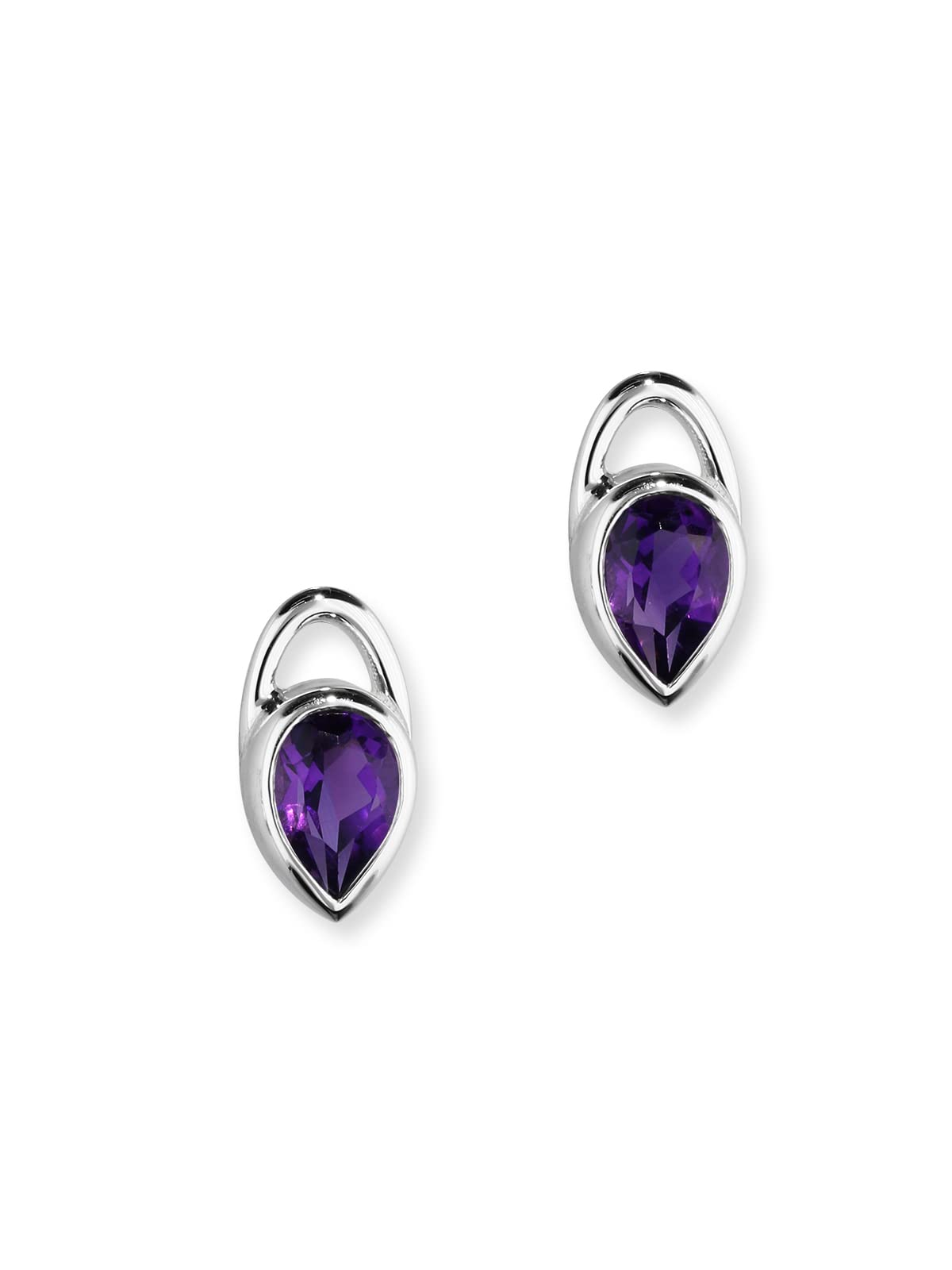 Ortak Women 925 Sterling Silver Tear Drop Gemstone Amethyst Handmade Dainty Stud Earrings Jewellery Gifts for Mum Her Girlfriend