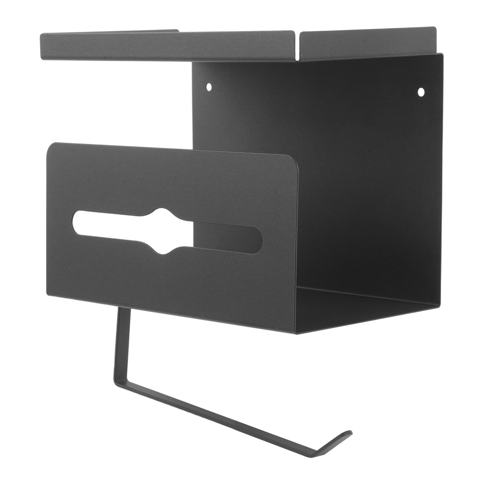 Ipetboom Portarotolo di Carta Igienica a Parete Doppio Strato con Ripiano Porta Telefono in Acciaio al Carbonio Grigio Scuro, Supporto Multifunzionale per Bagno e Organizer per Fazzoletti