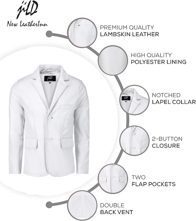 Image of Jild Lambskin Leather Jacket Men Casual Coat - Notched Collar Classic Bond's Style Ultimate Leather Blazer for Men