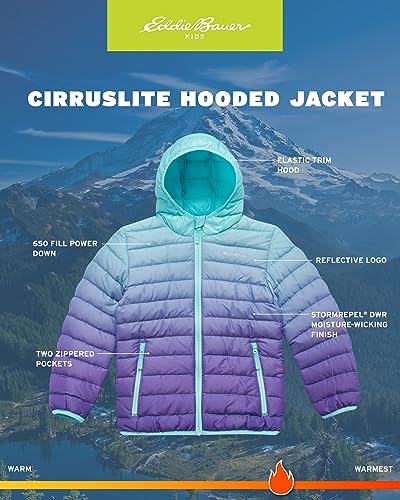 Eddie Bauer Girls' Jacket - CirrusLite Weather Resistant Down Coat for Girls - Insulated Quilted Bubble Puffer (3-20), Size 3-4, Purple3