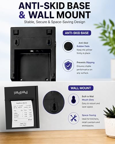 Image of PeriPeri 80mm USB+Bluetooth Thermal Receipt Printer 290mm /s High Speed Printing, Inkless POS Billing Printer with Auto Cutter & Beeper, for Android, Windows & Mac 3inch Receipt Printer 1 Year Warranty