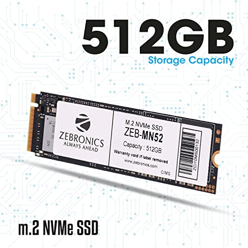 Image of ZEBRONICS MN52 m.2 NVMe (2280) SSD with 512GB Capacity, 1900MB /s Read, 1100MB /s Write, Ultra Low Power, Faster Performance, Silent Operation and S.M.A.R.T. Feature