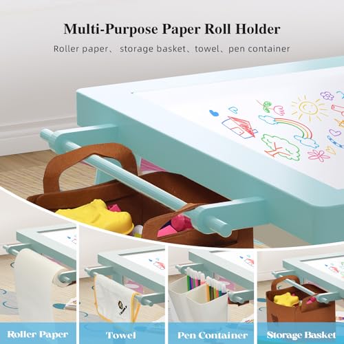 Image of Easyego Sensory Table for Toddlers Kids Play Wooden Sand Water Table with Double-Sided Board & Foldable Storage Bins for Indoor and Outdoor Use, Birthday Gifts for Boys and Girls - Sky Blue