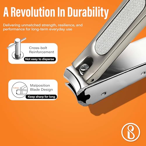 Image of Beaute Secrets Nail Clippers with Nail File, Anti Splash Nail Clipper Set for Thick Nails,Medical Grade Stainless Steel Professional Nail Cutter,Sharp and Durable fingernail Clipper for Men and Women(Gold)