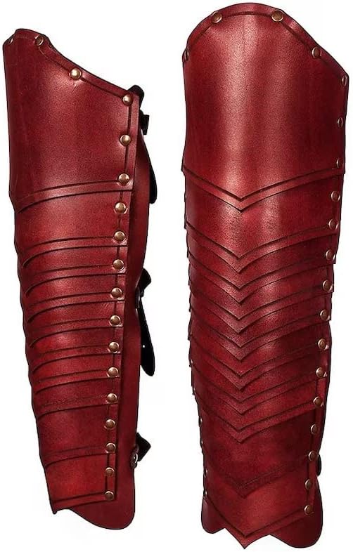 Medieval Viking Knight Leather Leg Armor Greaves Renaissance Gaiter Halloween Cosplay Costume for Men Women LARP Men's Armor