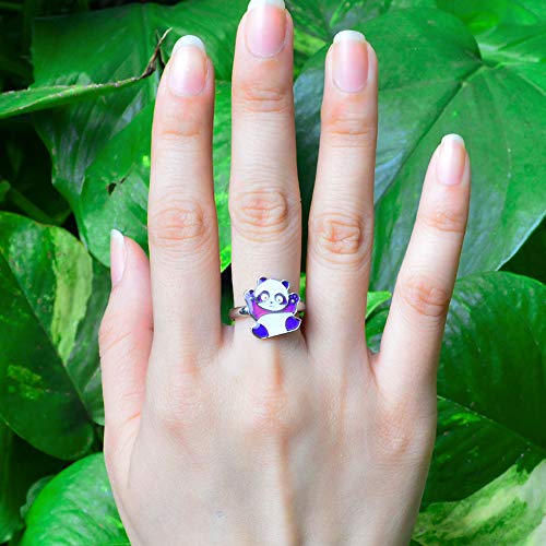 Cute Panda Bear Color Change Animal Mood Ring Gift for Boys Girls Size Adjustable2