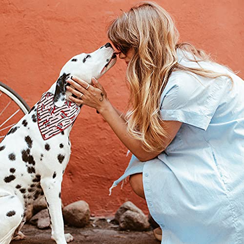 Odi Style Mother's Day Dog Bandana - 2 Pack Mother's Day Hearth Dog Bandanas For Small, Medium, Large Dogs, Puppy Accessories, Handkerchief With Hearth And Paw Prints, Red And White Scarfs #TOP7