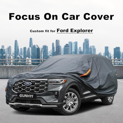 Image of GUNHYI Premium Car Cover Custom Fit Ford Explorer (1995-2026), 16 Layers Heavy Duty Car Cover Waterproof All Weather with Zipper Door for Sun Rain Snow Dust Uv Protection