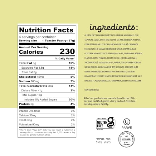 Image of Katz Gluten Free Toaster Pastries, Cinnamon. Healthy snacks for adults and kids. Free of dairy, nuts, peanuts, and soy. Kosher 8 oz (2pk).