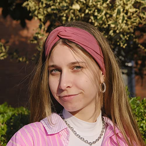 Image of DRESHOW 8 Pack Headbands for Women Yoga Knotted Headbands Elastic Criss Cross Hair Accessories Sports Head Wrap Non Slip