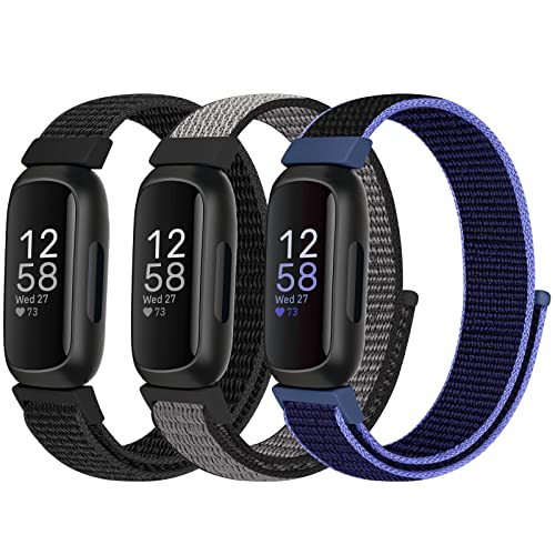 Nylon Sport Loop Straps Compatible with Fitbit Inspire 3/Inspire 2/Inspire HR/Inspire/Fitbit Ace 3/Ace 2 for Women Men Kids Soft Nylon Band Breathable Comfortable Replacement Wristband Straps