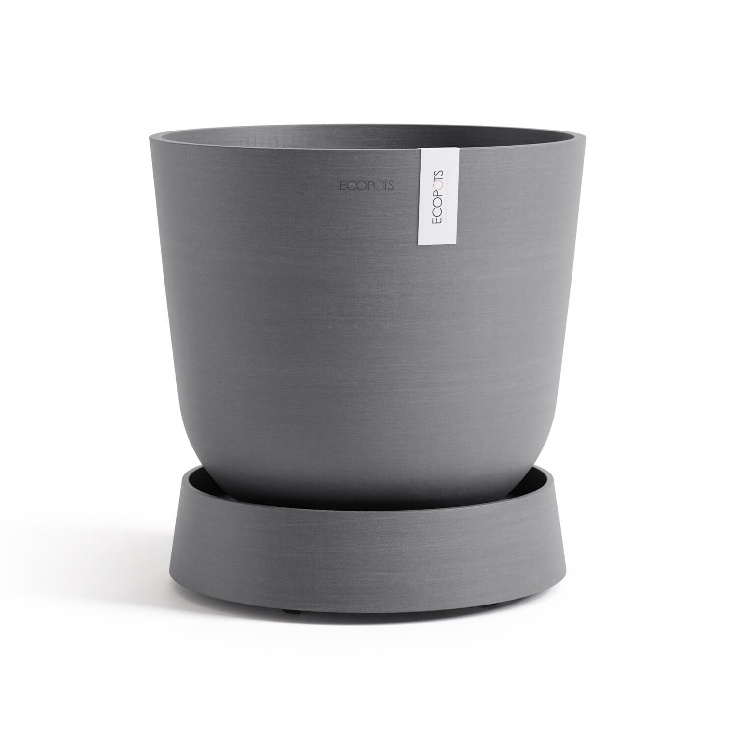 Ecopots Untersetzer rollbar für Blumentopf Oslo 55 grau rund - Durchmesser innen 43 cm/außen 50 cm - Unterteller mit Rollen für Pflanzentopf Pflanzenroller Topfuntersetzer Indoor Outdoor