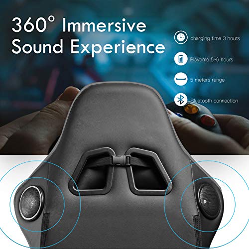 GTPLAYER-Silla-Gaming-con-Altavoz-Bluetooth-Reposapies-Escritorio-Oficina-Gamer-Ergonomica-con-Cojin-Reposabrazos-3D-Ajustables-Respaldo-Reclinable-Multifuncional-Gris-GTRACING-Series