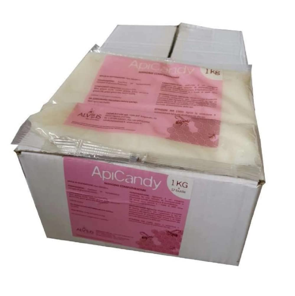 Apicandy, Candito per api da 1kg. Pacco da 12 confezioni. E' un candito a base zuccherina per api, proveniente esclusivamente da barbabietola da zucchero.
