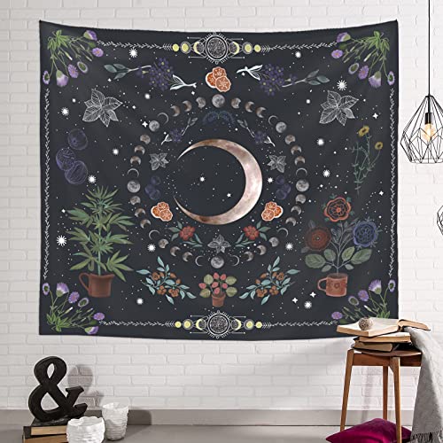 50% Off LINICE Boho Plant Moon Phase Wall Tapestry