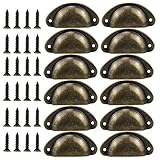 【Einfach zu installieren】Paket enthält 12 Stück Muschelgriffe mit Schrauben. Gut für Schubladen- und Türgriff-Ersatz und Installation zu Hause und im Büro.