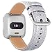 KADES for Fitbit Versa Bands, Classic Leather Band Replacement Strap Compatible for Fitbit Versa Lite Smart Watch Women (Silver Glitter)