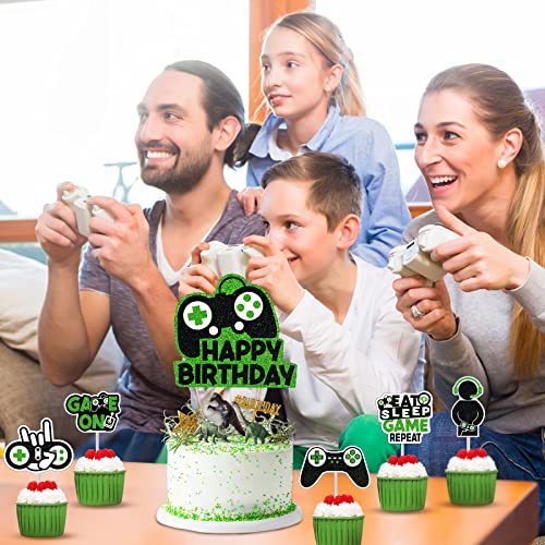 Outus OUTUS-CAKE TOPPERS-23 31 Piece Video Game Happy Birthday Cupcake Toppers Cake Toppers Video Gamer Party Decorations Supplies Picks Gaming Theme Birthday Party Banner Game Controller Backdrop thumb #6