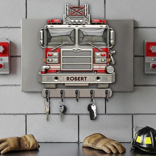 Custom Firefighter Key Hanger – Personalized Wooden Key Hook for Entryway Decor, Perfect Gift for Firefighters and Homeowners - Image 3