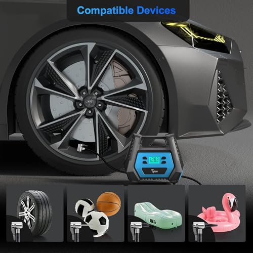 Generic QB1003 Tire Inflator Portable Air Compressor, Max Air Pressure 150Psi, Dual Power Tire Pump With Led Light For Home, Cars And Other Inflatables 110V Ac/12V Dc 2-In-1 Air Pump thumb #5