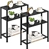 Narrow Side Table Set of 2 for Small Space, 2-Tier Small End Table with Shelf Holder, Slim Nightstand, Skinny Snack Couch Table in Living Room, Bedroom, Study, Kitchen and Balcony Black