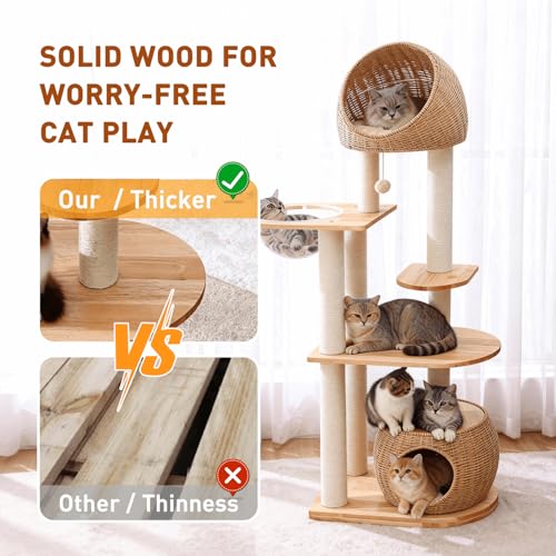 Árbol moderno de madera para gatos de interior 59 pulgadas miniatura 2
