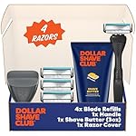 Dollar Shave Club | The Member Exclusive Shave Set | 4 Swift Rinse Refill Cartridges, 1 Handle (Black), 1 Shave Butter 3 ounce, 1 Razor Cover