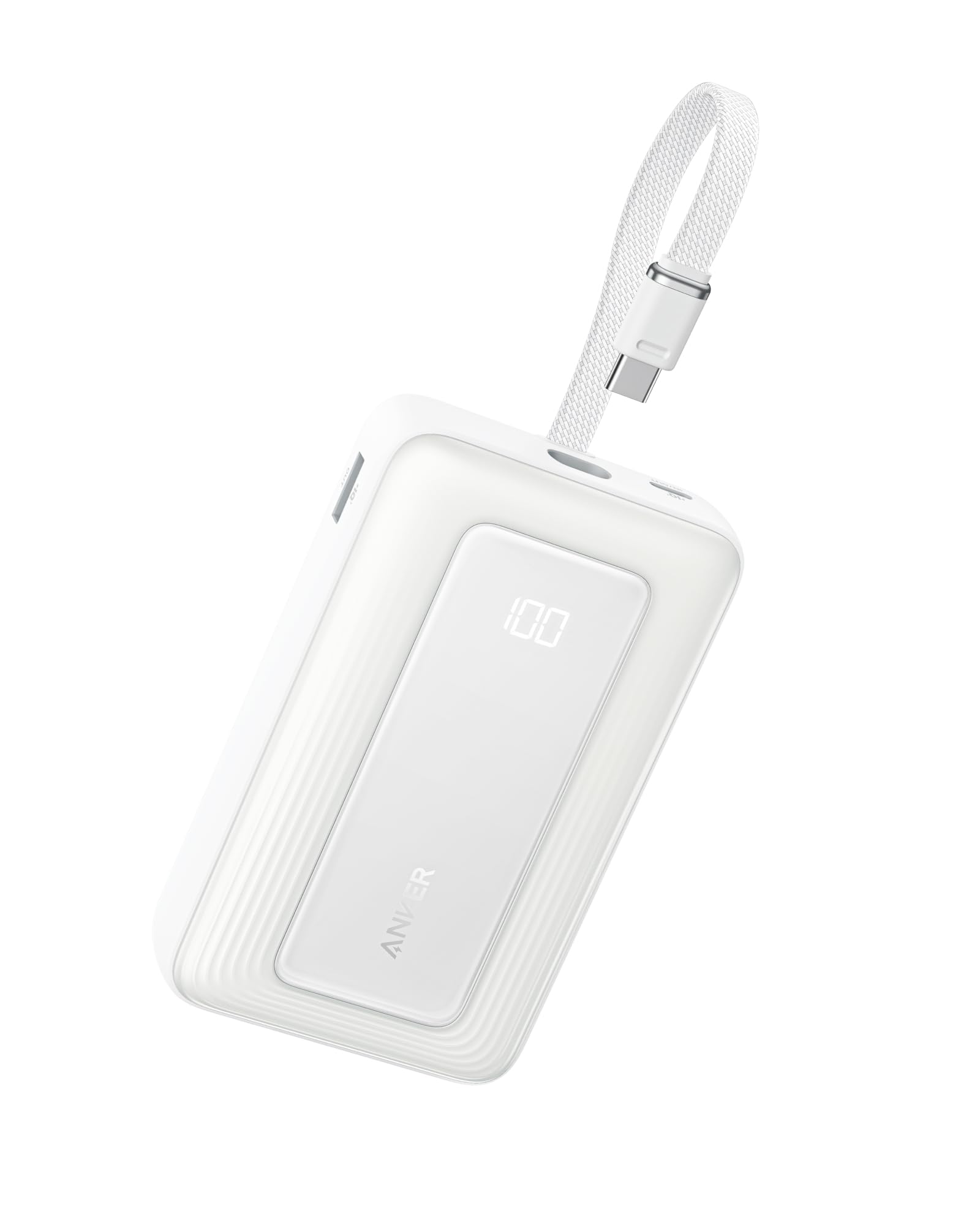 Anker Power Bank 20000mAh 30W, Caricabatterie Portatile ad Alta Velocità con cavo USB-C Integrato, per iPhone 17 Pro Max/16/15, MacBook, Galaxy e Altro (Bianco, 20000mAh)