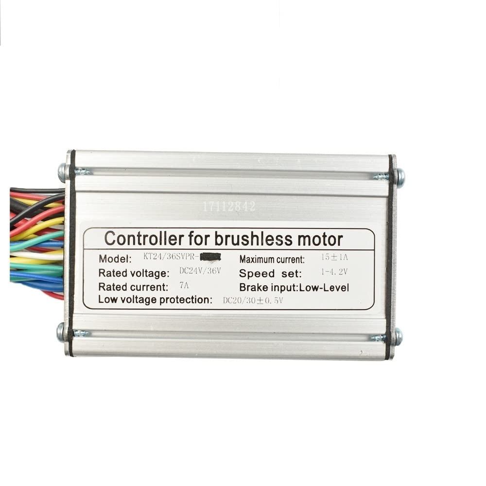 E-Bike-Controller 24V / 36V 250W 15A Brushless DC Sinuswelle Ebike Elektro-Fahrrad-Nabenmotor-Controller mit rechtem Ausgang Brushed Motor Controller