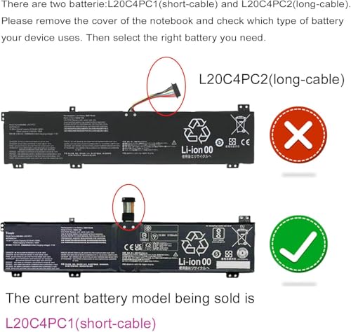Image of L20C4PC1 Laptop Battery for Lenovo Legion 5 Pro-16ACH6 16ACH6H 16ITH6 16ITH6H Legion 5-15ITH6 15ITH6H 15ACH6 15ACH6A 15ACH6H Legion 7-16ITHg6 16ACHg6 Series L20M4PC1 L20D4PC1 Short-Cable