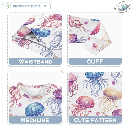 JUNZAN Cute Jellyfish White Little Girls Sweatshirt Hoodie Fleece Hoodie for Boys Athletic 4T3