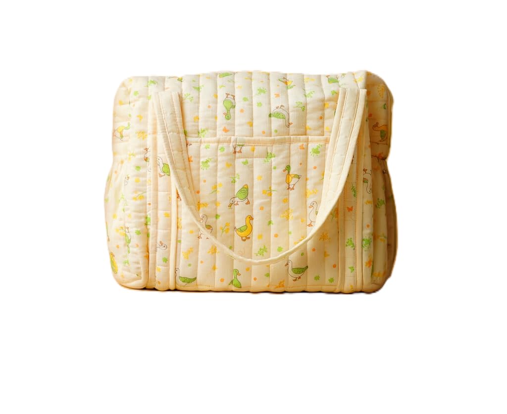 FIRST IN Muslin Diaper Bag for Moms | 40×28×14 cm Spacious Baby Essentials Bag | Eco-Friendly Lightweight Travel Diaper Organizer-picture-13