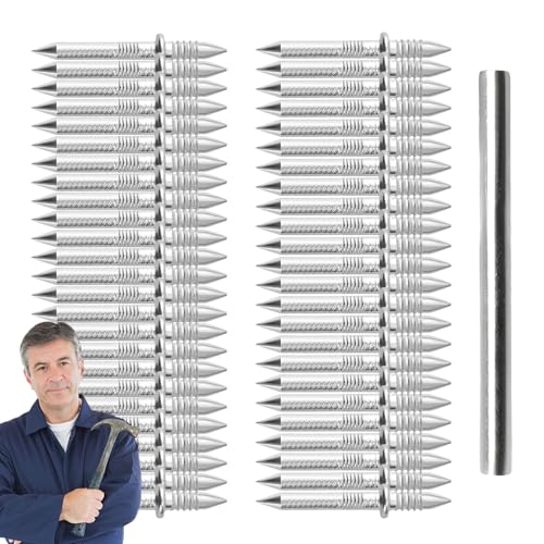 Juego de 100 tornillos de rosca para zócalo, herramienta de instalación de paneles de madera, clavos sin costuras con herramienta de manga, para renovación del hogar, montaje de muebles, construcción